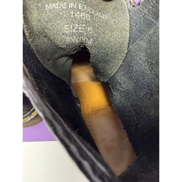Vtg Dr Doc Martens Black Leather Boots 1460 Womens 6 Made In England - Picture 4 of 7